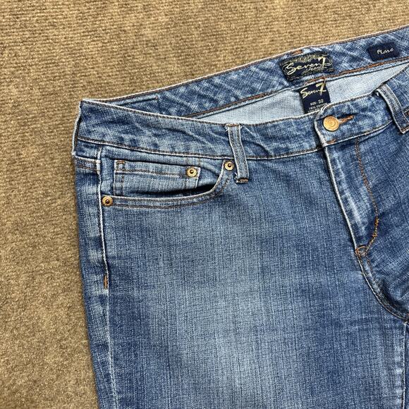 Seven 7 Flared Jeans Women's Size 32 Blue Medium Wash Denim - Picture 8 of 14